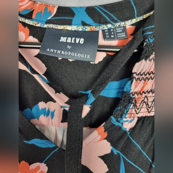 MAEVE by ANTHROPOLOGIE Ragondq Floral dress  Tunic in Black size 4 - Picture 8 of 14